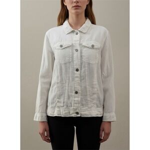 Jones New York 100% Linen White Button Front Jacket Shirt‎ Shacket 2X